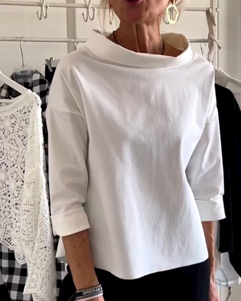 Isralie™ | Casual Top With Plain Lapels