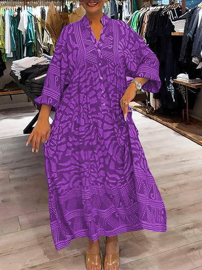 Quinella™ - Women's V-neck Printed Loose Dress