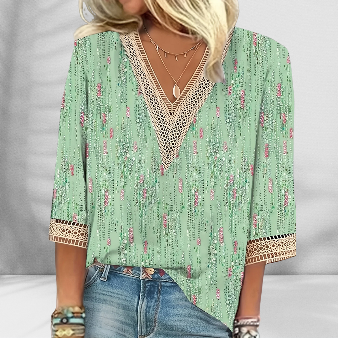 Charvyn™ | Boho Blouse With Floral Patterns And Long Sleeves