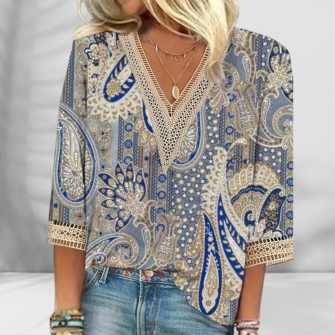 Charvyn™ | Boho Blouse With Floral Patterns And Long Sleeves