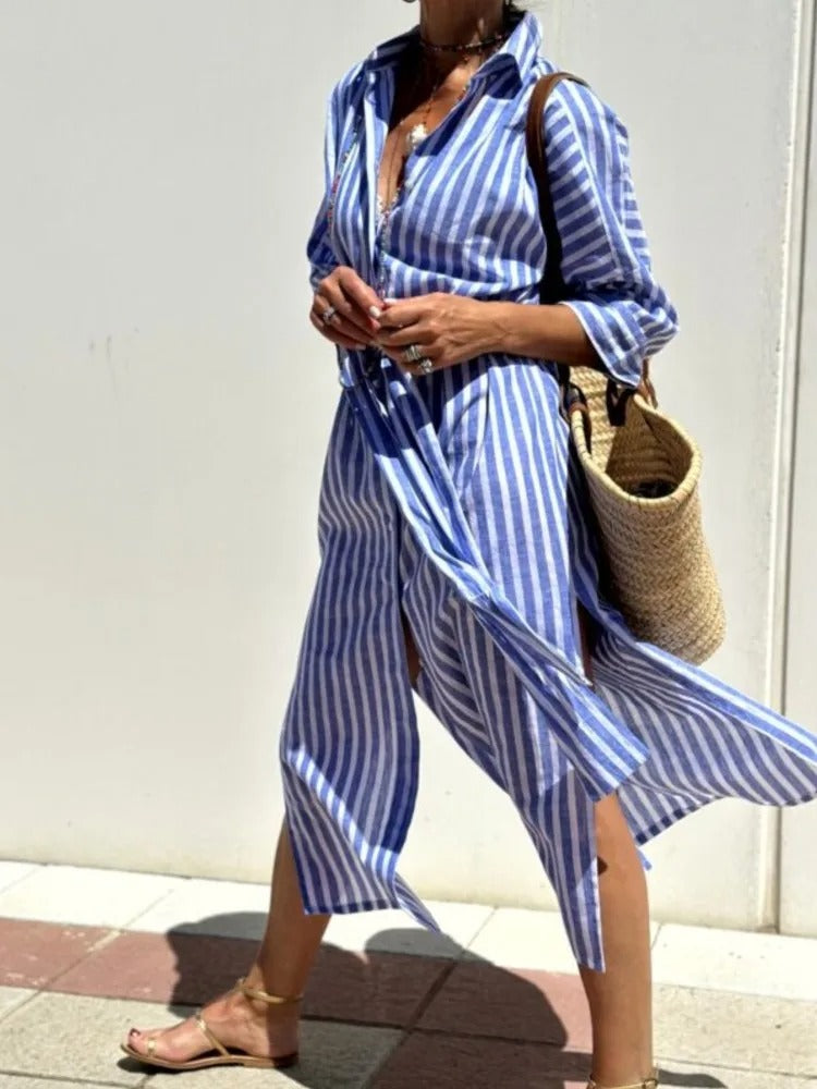 Bluebell | Striped Dress With Collar