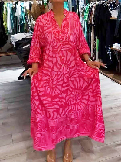 Quinella™ - Women's V-neck Printed Loose Dress