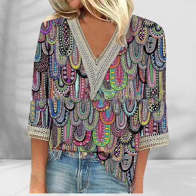 Charvyn™ | Boho Blouse With Floral Patterns And Long Sleeves