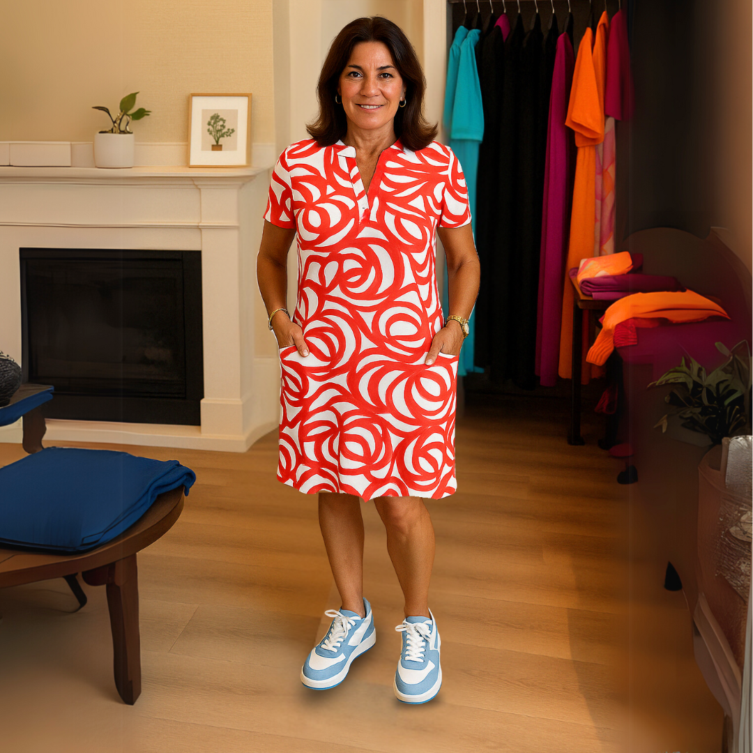 Halenis™ | Print Dress With V-neck