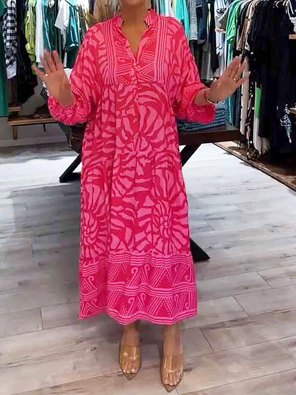 Quinella™ - Women's V-neck Printed Loose Dress