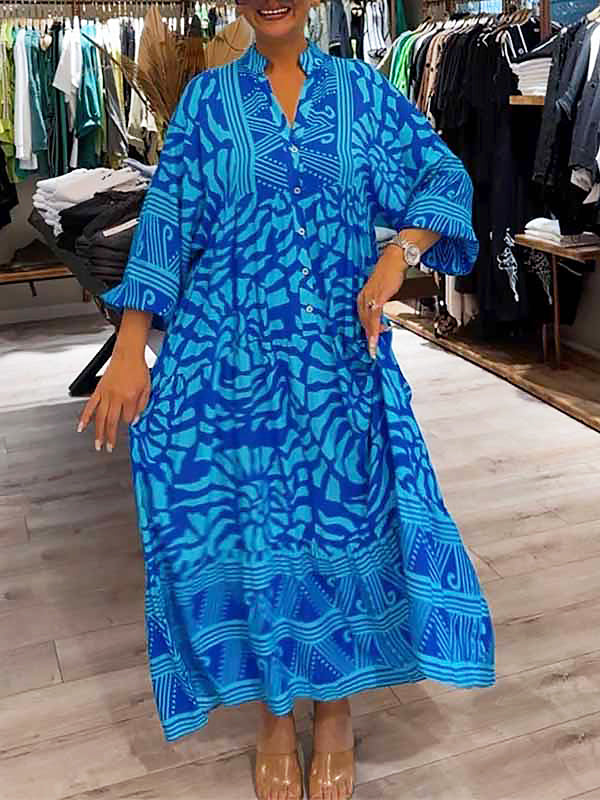 Quinella™ - Women's V-neck Printed Loose Dress