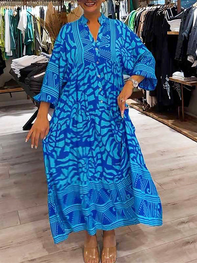 Quinella™ - Women's V-neck Printed Loose Dress