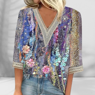 Charvyn™ | Boho Blouse With Floral Patterns And Long Sleeves
