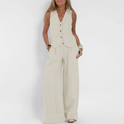 Nylessa | Vest and Wide-Leg Pants Set Light and Stylish