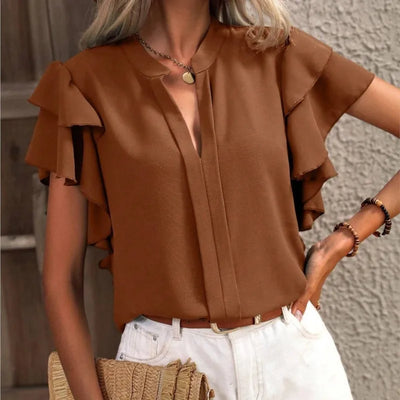 Saelin™ - Chic Blouse With Elegant Ruffle Sleeves