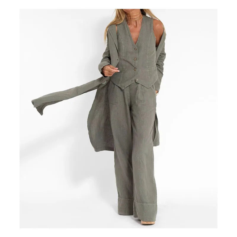 Nylessa | Vest and Wide-Leg Pants Set Light and Stylish