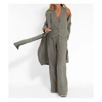 Nylessa | Vest and Wide-Leg Pants Set Light and Stylish