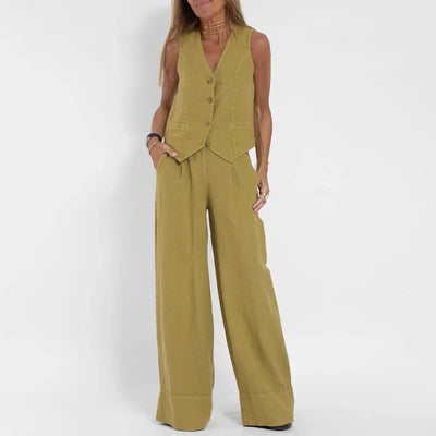 Nylessa | Vest and Wide-Leg Pants Set Light and Stylish