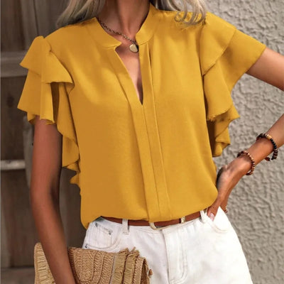 Saelin™ - Chic Blouse With Elegant Ruffle Sleeves