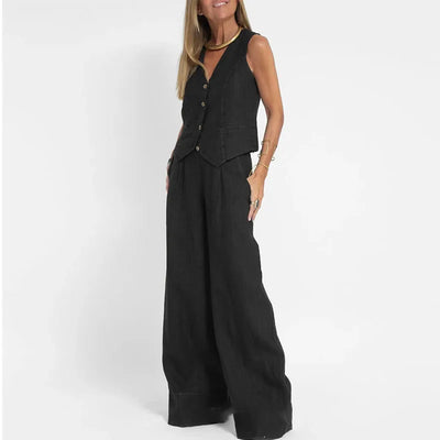 Nylessa | Vest and Wide-Leg Pants Set Light and Stylish