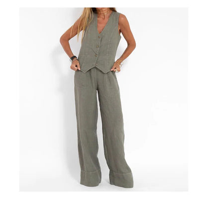 Nylessa | Vest and Wide-Leg Pants Set Light and Stylish
