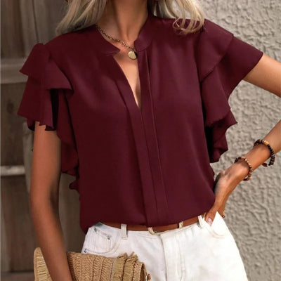 Saelin™ - Chic Blouse With Elegant Ruffle Sleeves
