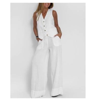 Nylessa | Vest and Wide-Leg Pants Set Light and Stylish