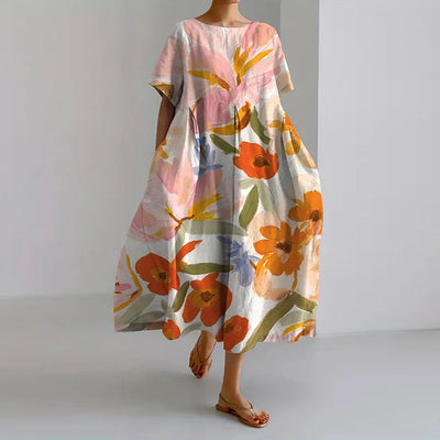 PEONY - FLORAL PRINT V-NECK DRESS