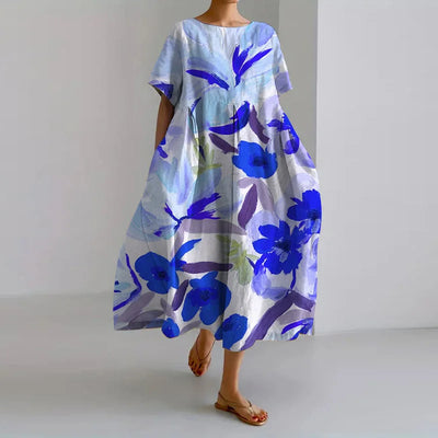 PEONY - FLORAL PRINT V-NECK DRESS