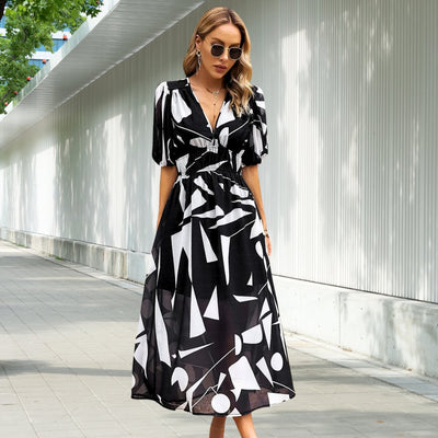 KAYESSA| TIMELESS MIDI DRESS WITH PUFF SLEEVES