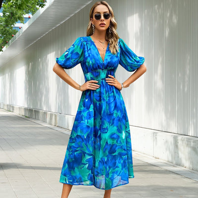 KAYESSA| TIMELESS MIDI DRESS WITH PUFF SLEEVES