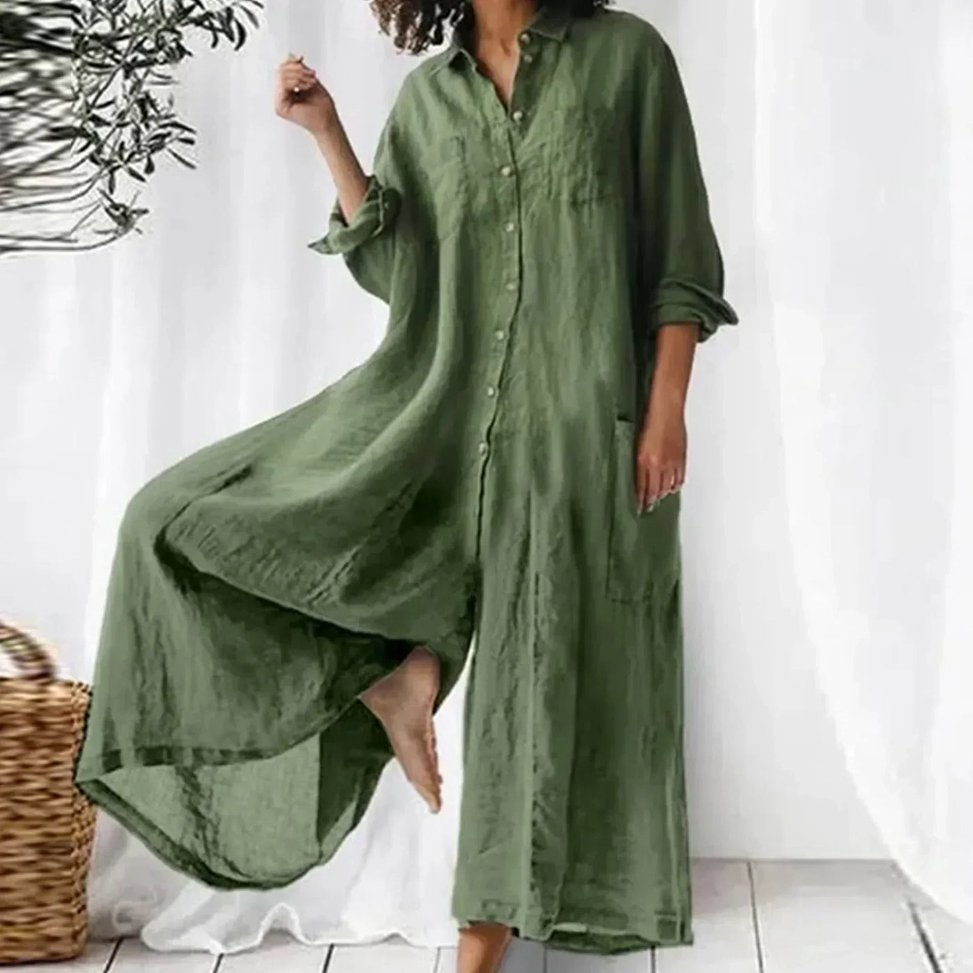 Melika™ - Relaxed Button-Up Maxi Dress