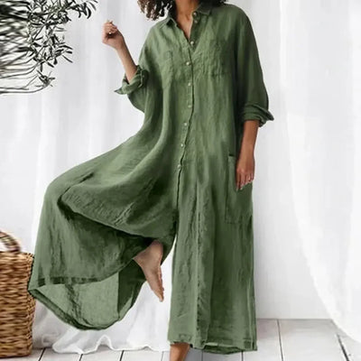 Melika™ - Relaxed Button-Up Maxi Dress