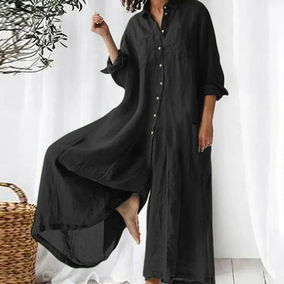 Melika™ - Relaxed Button-Up Maxi Dress