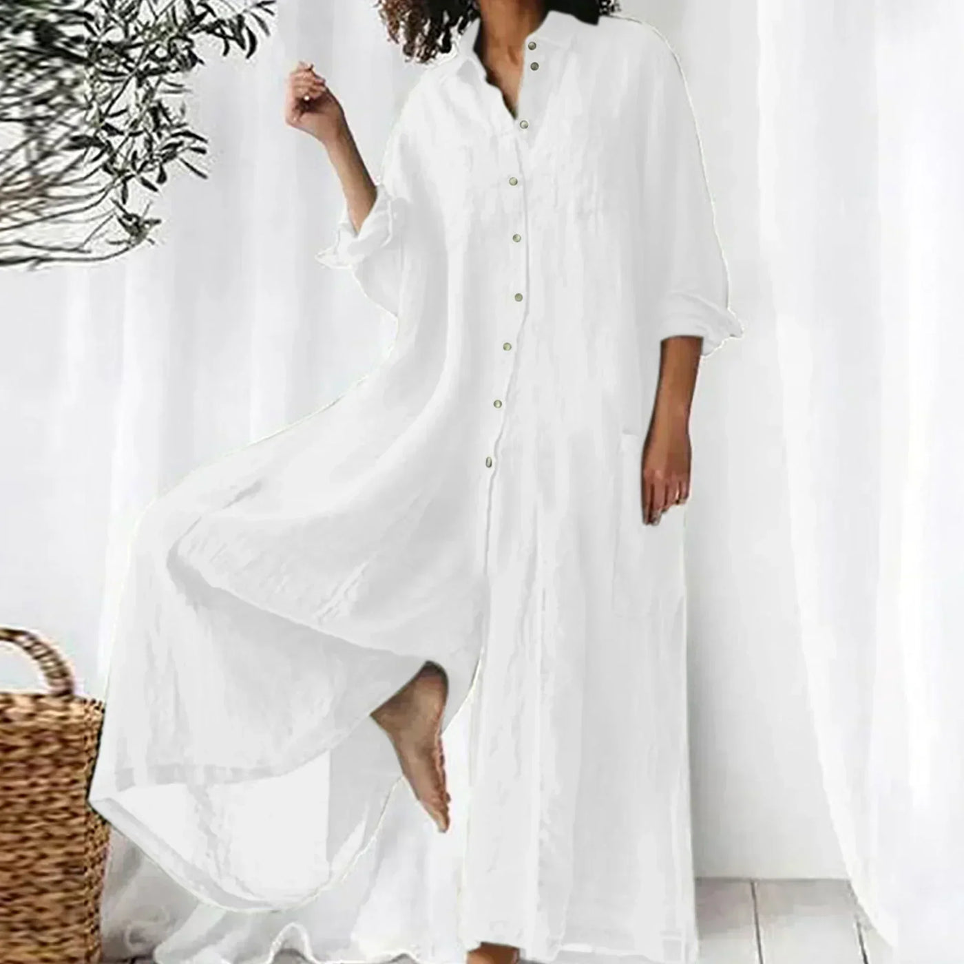 Melika™ - Relaxed Button-Up Maxi Dress
